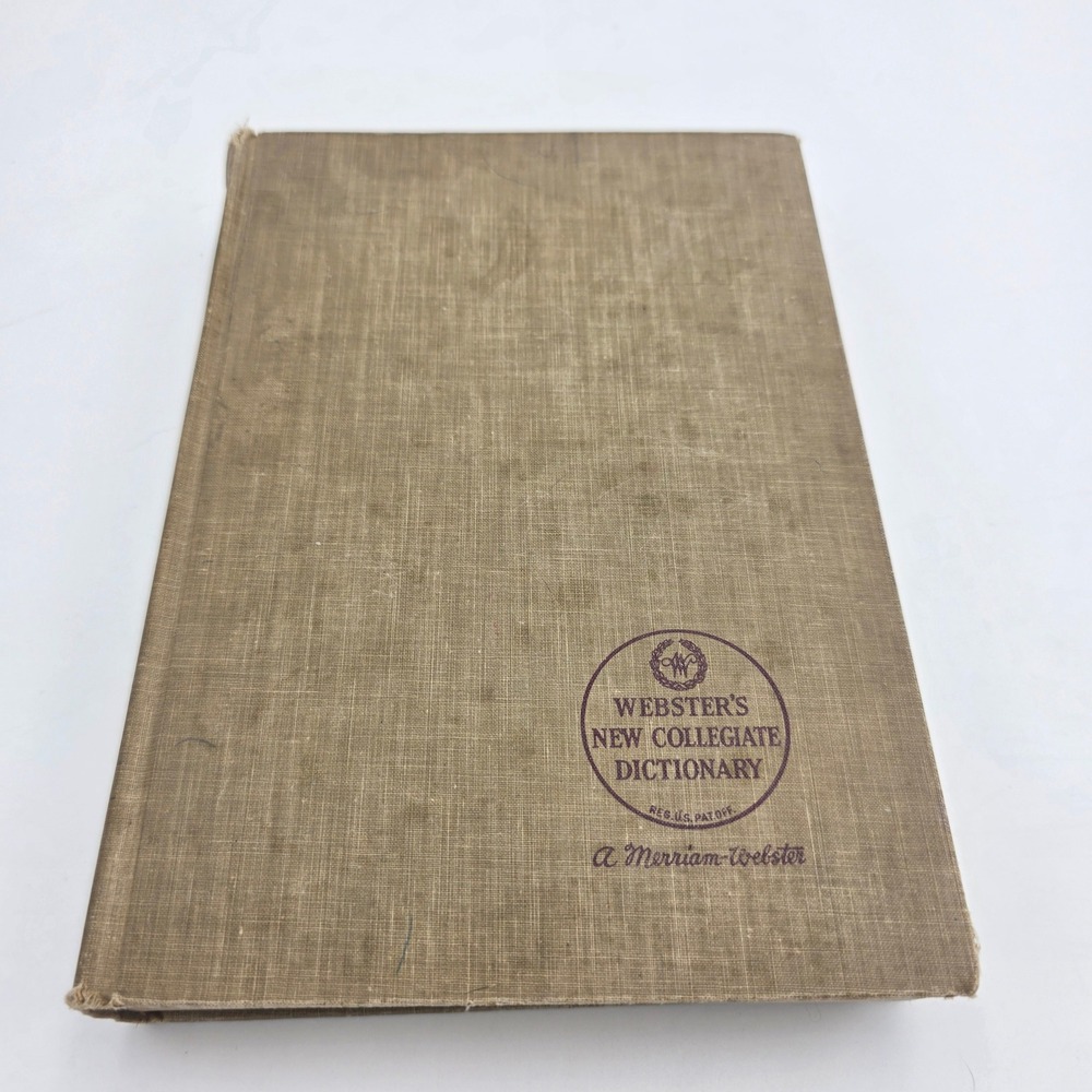 Vintage 1956 Websters New Collegiate Dictionary Merriam Webster Tan Hardcover